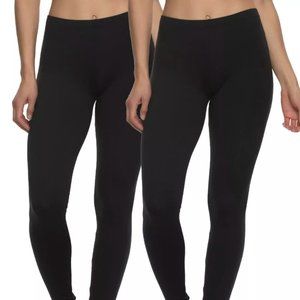 Felina Velvety Soft Lightweight Leggings (2 Pack) Black, Large
